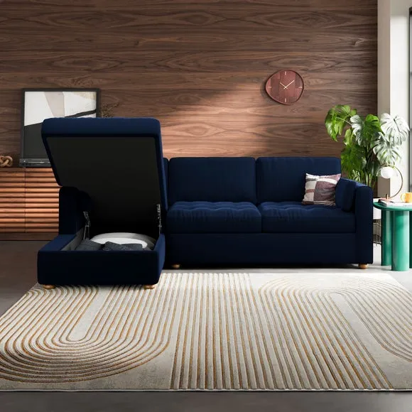 Zoe II Velvet Corner Storage Sofa Bed 3