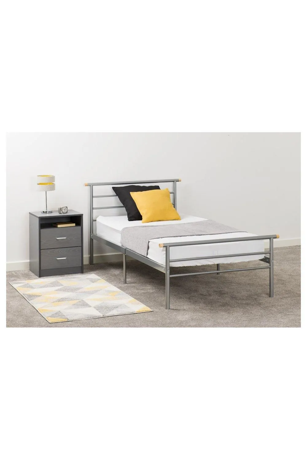Seconique Orion 3' Single Bed in Metallic Silver