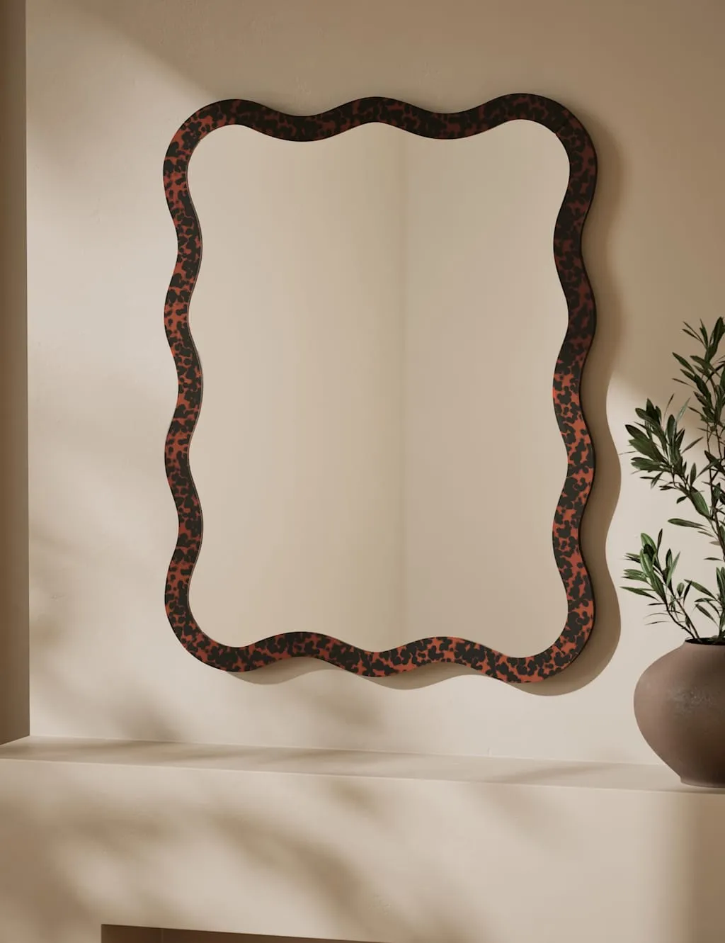 M&S Tortoiseshell Scallop Wall Mirror Brown