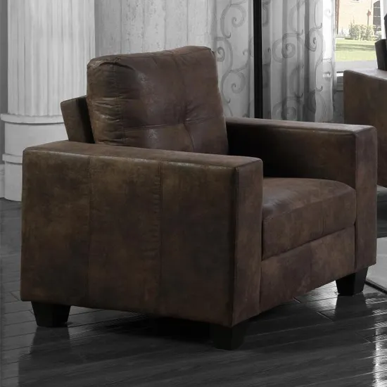 Lena Antique Fabric 1 Seater Sofa In Brown