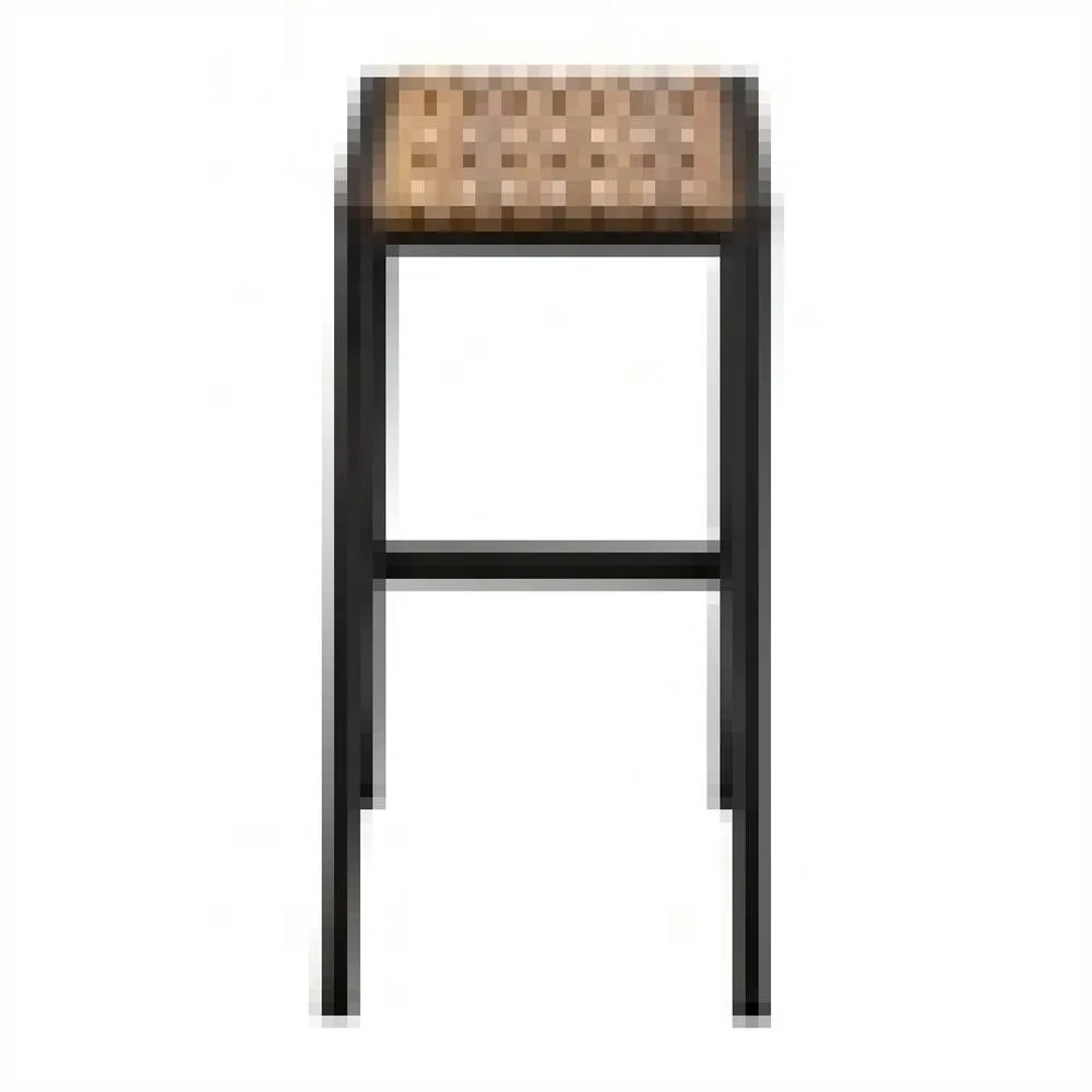 netfurniture Juneau Fixed Height Bar Stool Price Per Pair Black Steel & Acacia Wood 2