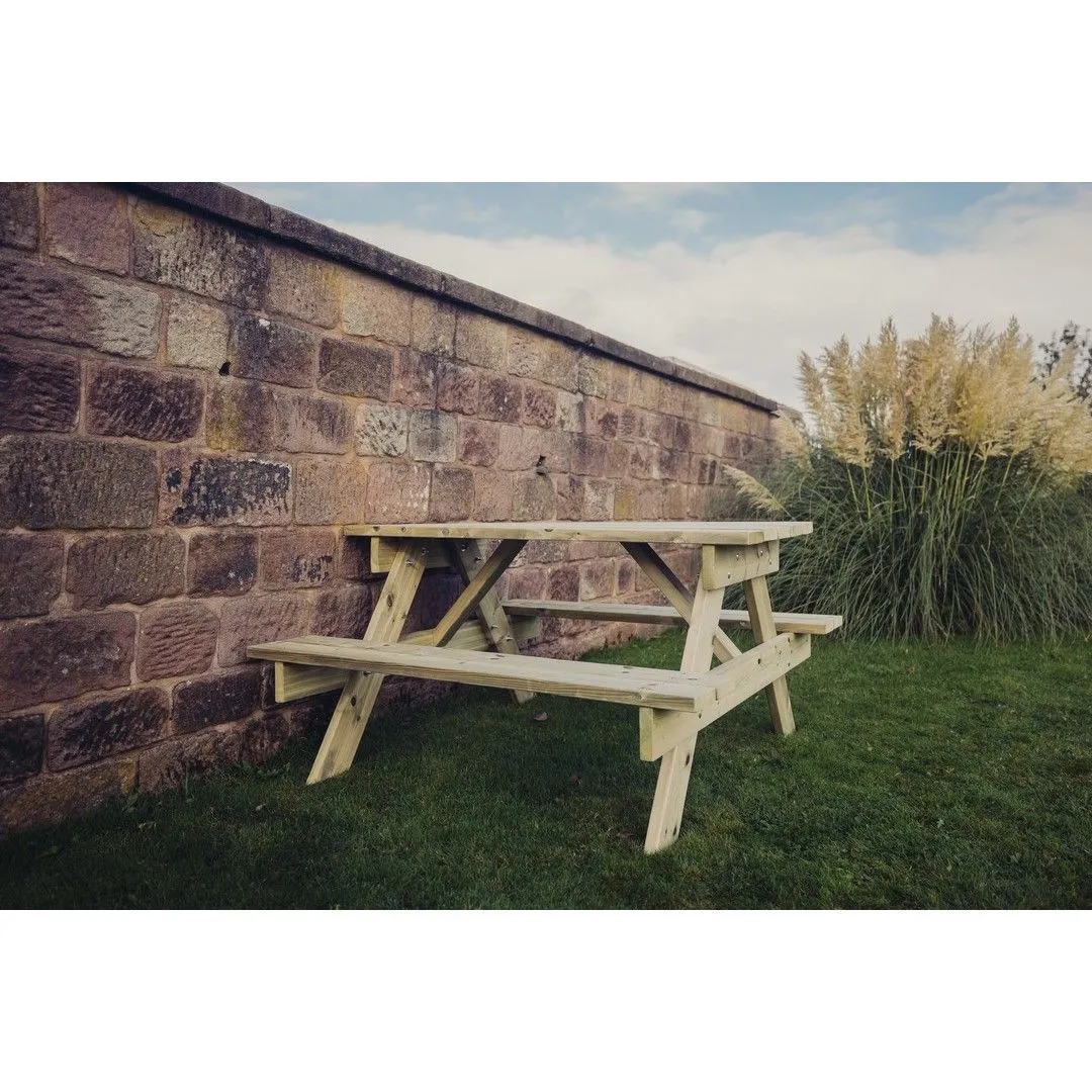 Churnet Valley Garden Furniture Ltd Picnic Table - L139.5 x W143.5 x H76 cm - Partially Assembled in Brown 2