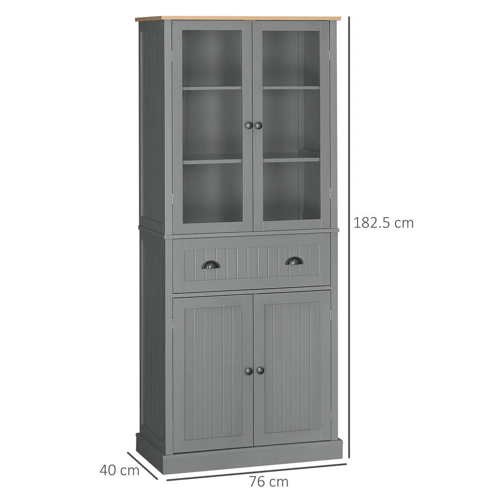 HOMCOM Tall Kitchen Cupboard, 5-tier Storage Cabinet with Adjustable Shelves in Grey 3