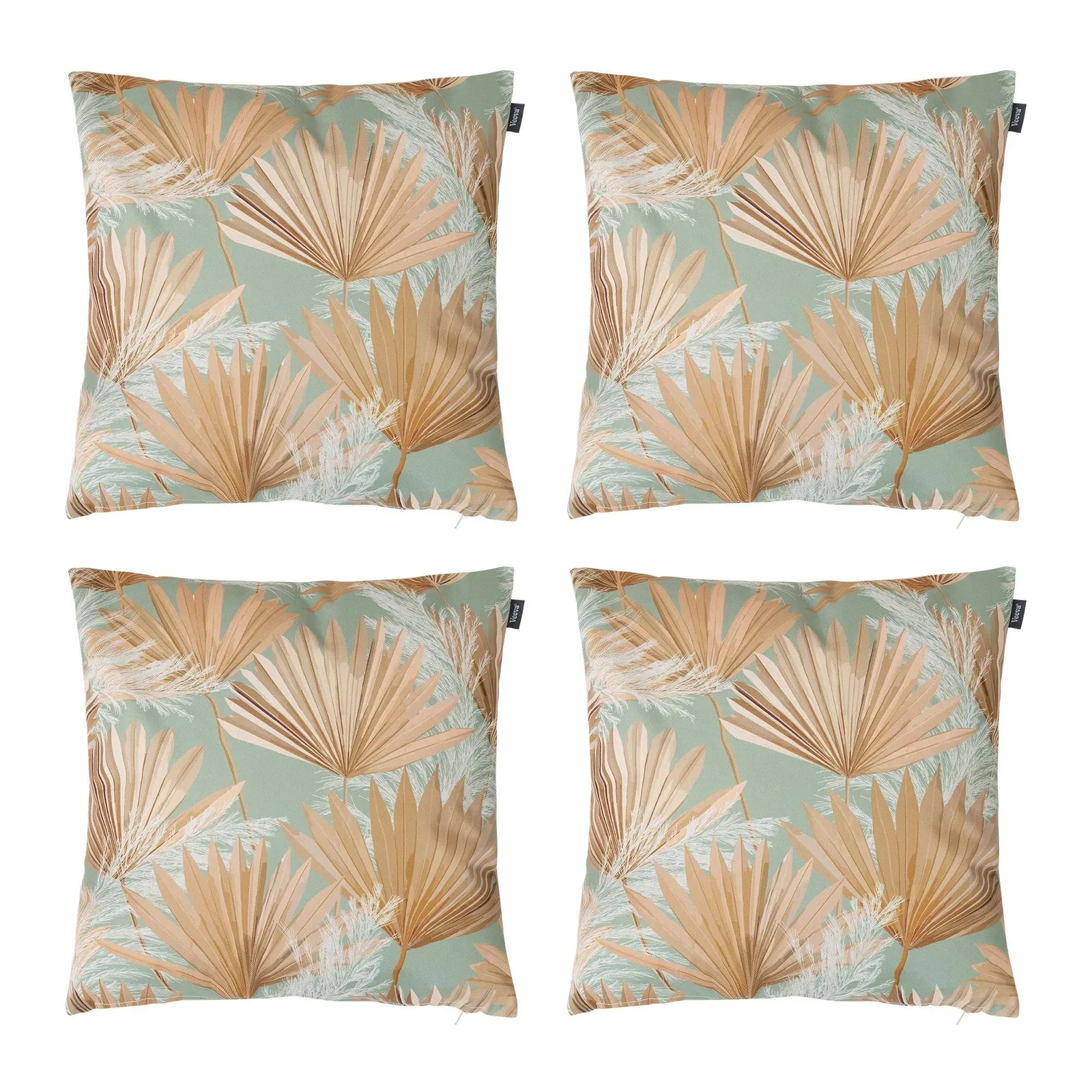icon Indoor & Outdoor Pampas Grass Print with Stone Back Set of 4 Outdoor Waterproof Cushion in Natural