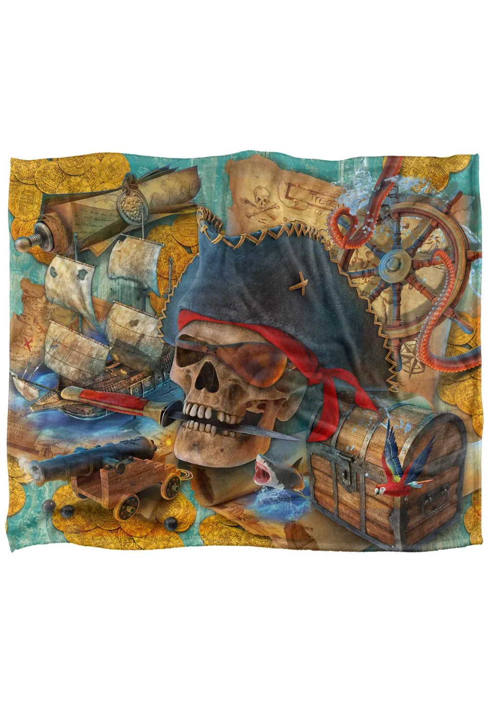 JQ Licensing James Piazza Pirates Rule Silky Touch Super Soft Throw Blanket 152 X 127 cm in White