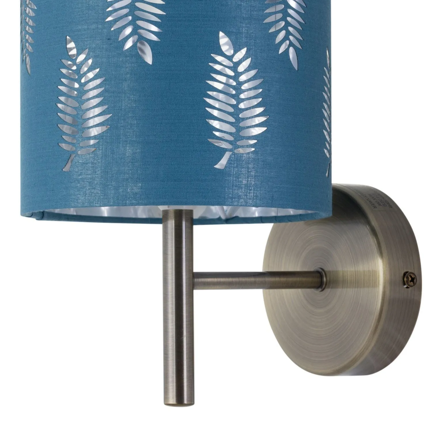 First Choice Lighting Brea - Antique Brass Wall Light with Teal Fern Shade in Gold 2
