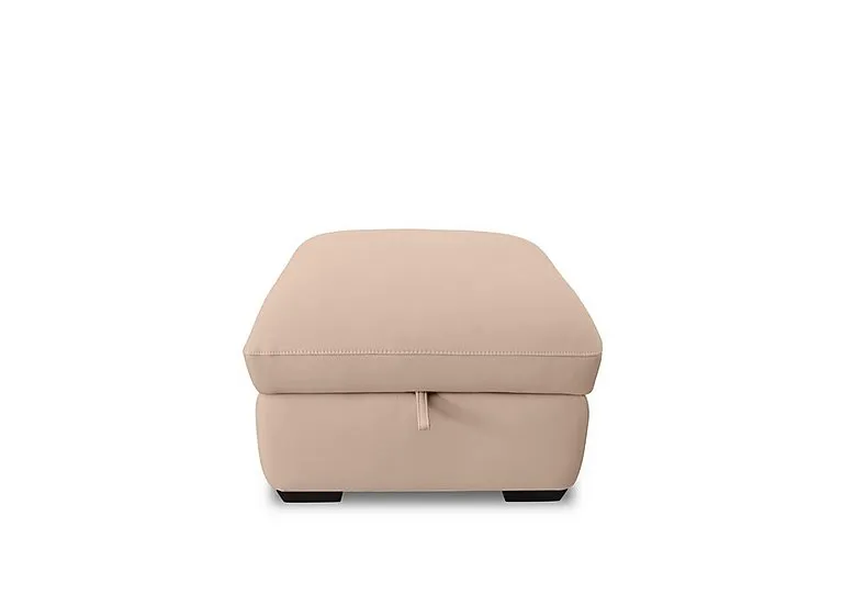Restore Leather Storage Footstool - BV Pebble