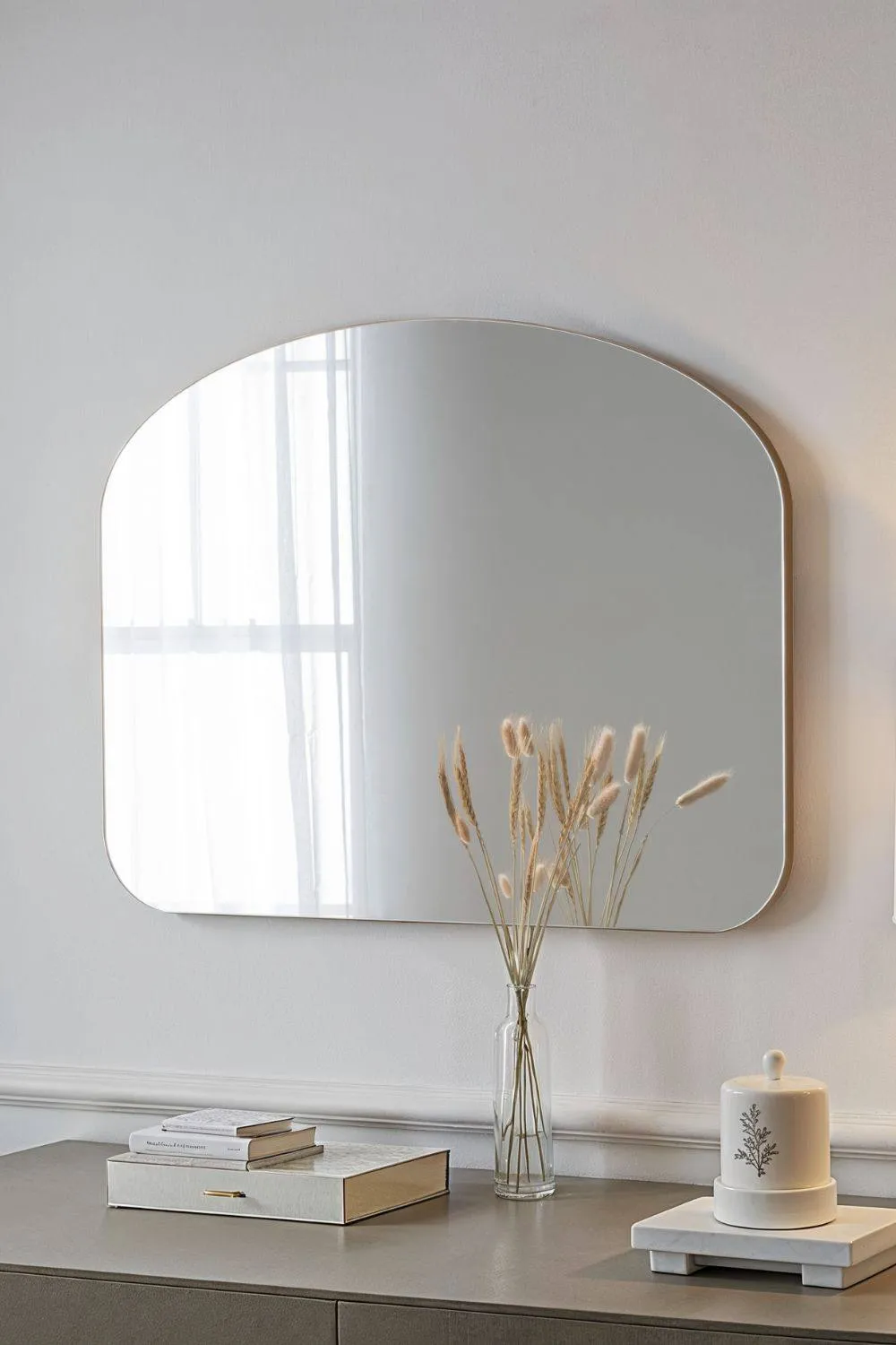 Yearn Mirrors Soho Curved Overmantle Mirror in Gold 1