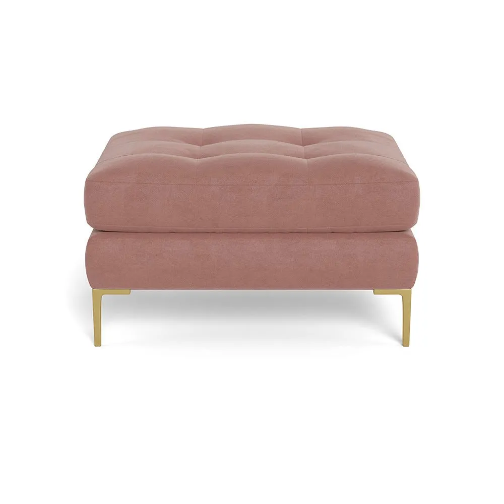 Heal's Eton Footstool Smart Luxe Velvet Dusky Pink Brass Feet