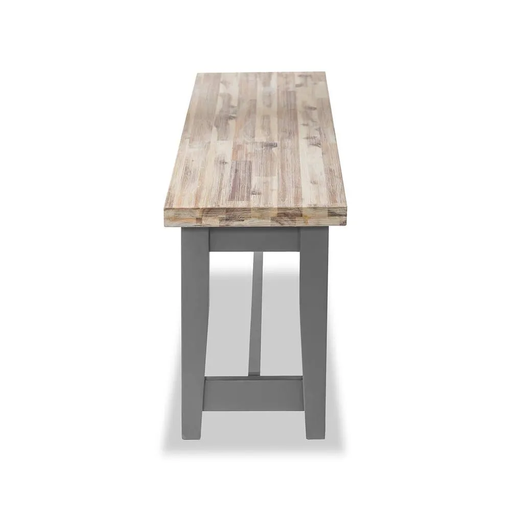Statement Furniture Florence Solid Acacia Hardwood Dining Bench 120cm in Light Grey 3