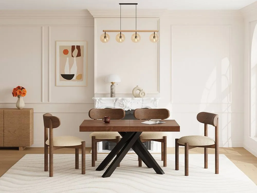Vente-unique 6 - 10 Seater Extendable Dining Table In MDF & Metal - Dark Oak and in Walnut 3