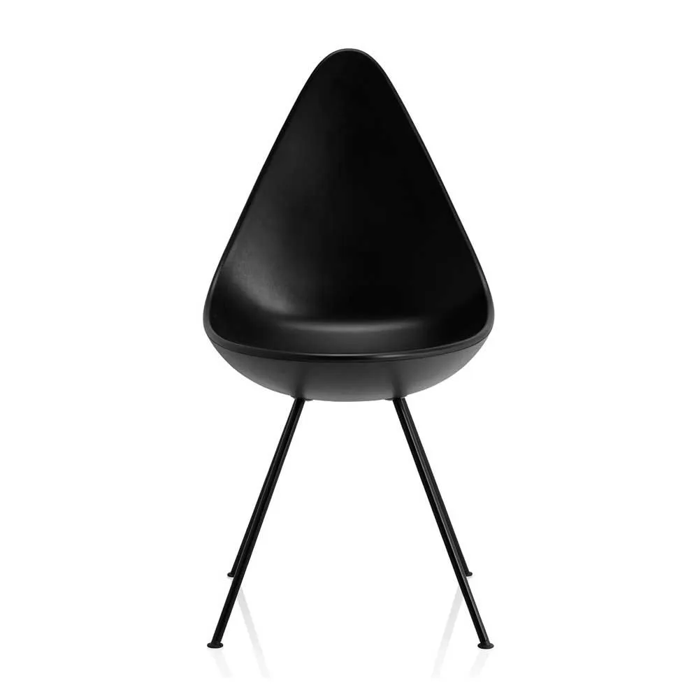 Fritz Hansen Drop Side Chair Black Powder Coated Legs 2