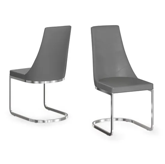 Ordonez Faux Leather Dining Chair In Grey In A Pair