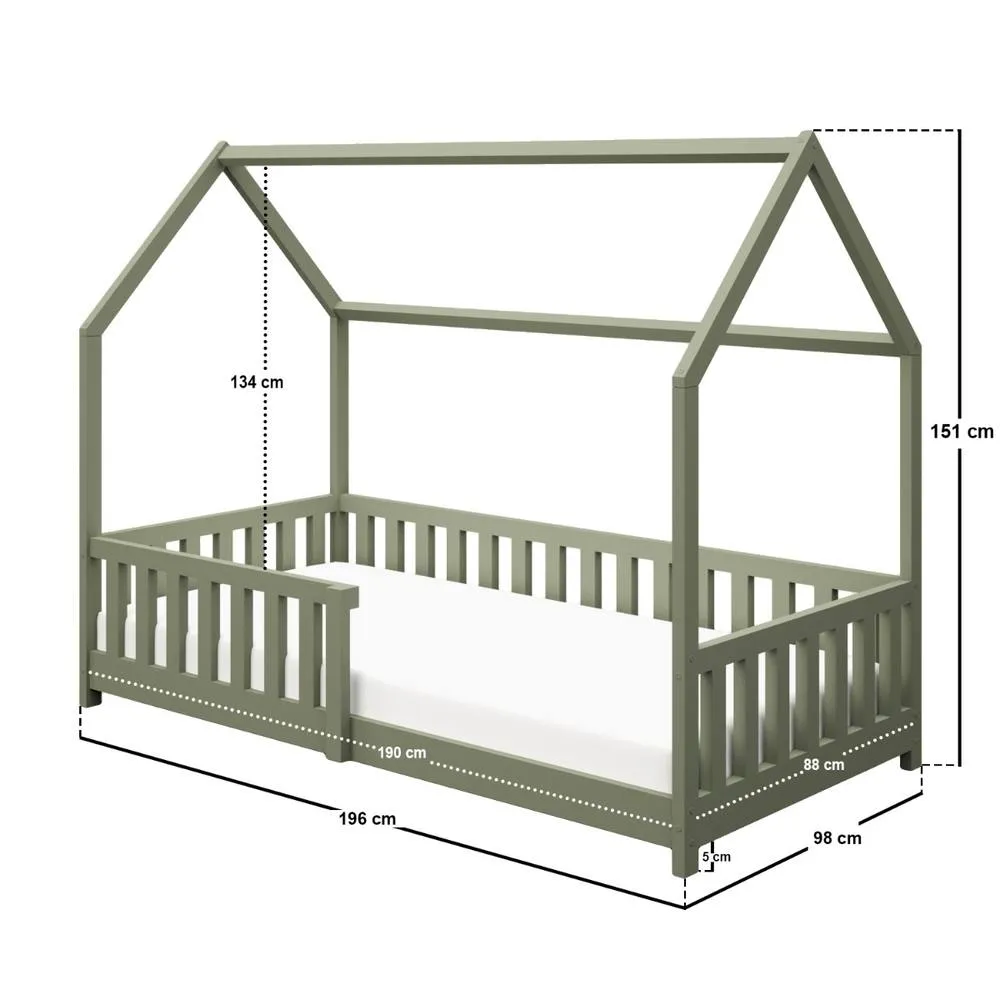 Flair Explorer Wooden Playhouse Bed with Rails in Green 5