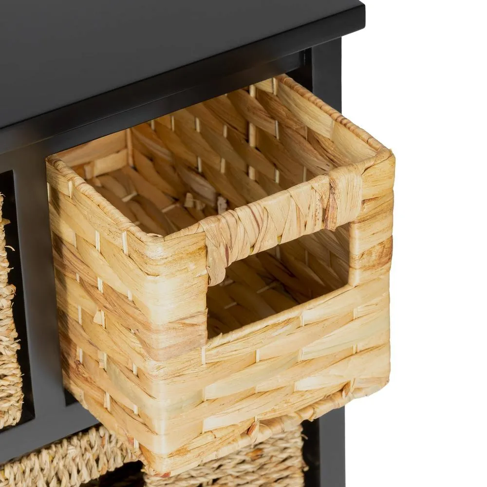 Statement Furniture Tetbury 8 Drawer Storage Unit Black with Hyacinth & Seagrass Baskets 4