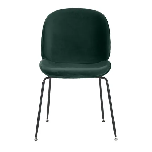 Fusion Living Luxurious Velvet Dining Chair with Black Metal Legs 3