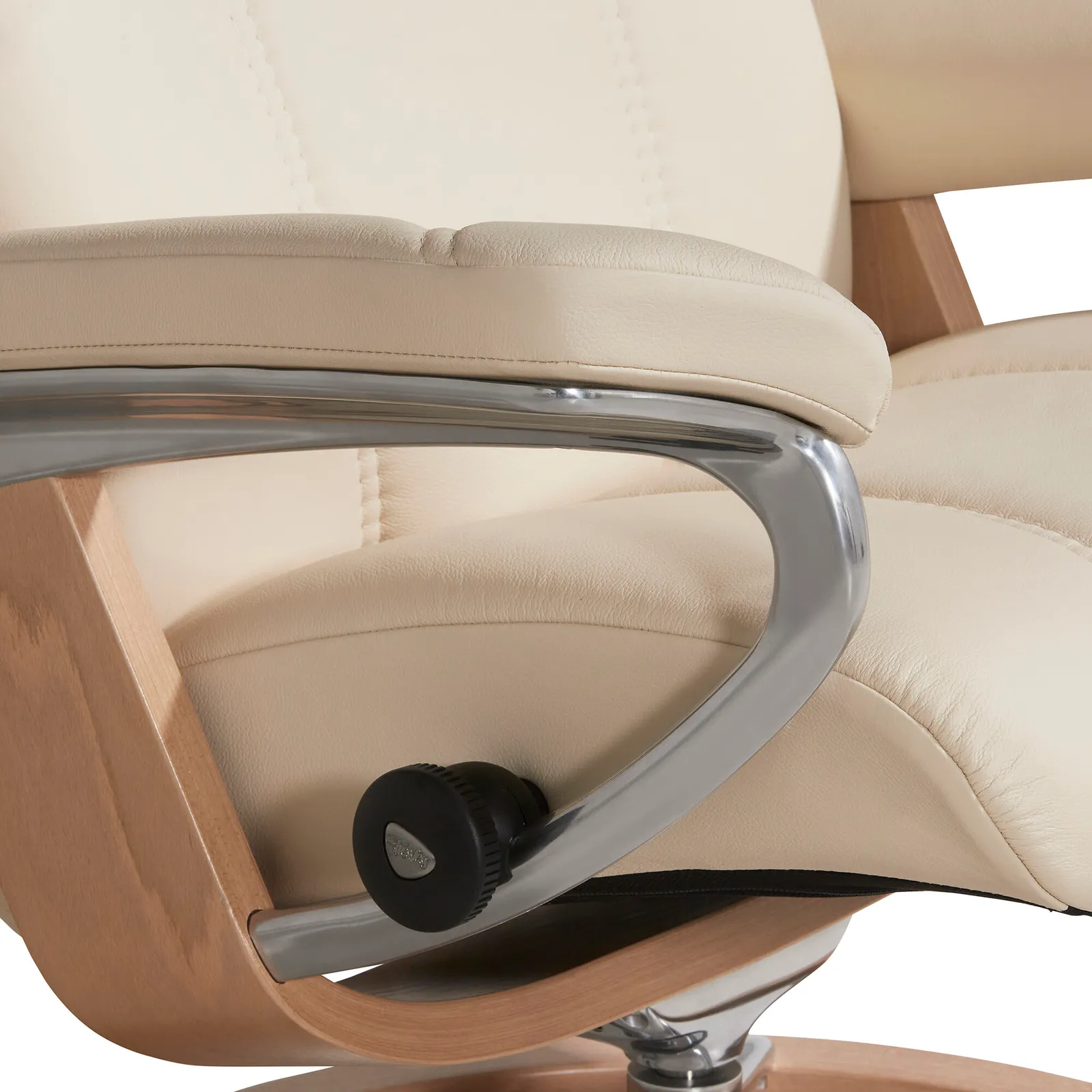 Stressless Consul Large Recliner Chair & Stool, Neutral Leather | Barker & Stonehouse 4