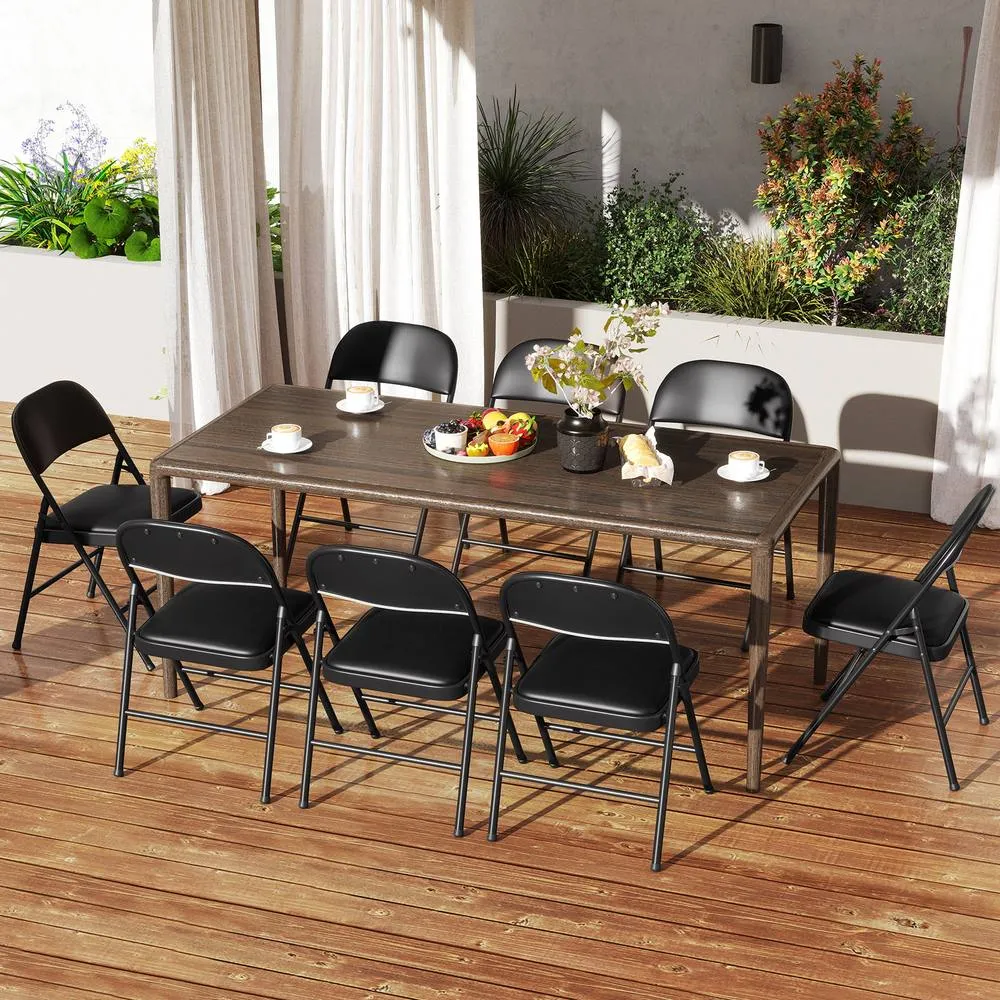 Costway Folding Chairs Padded Party Chairs with Metal Frame in Black 4