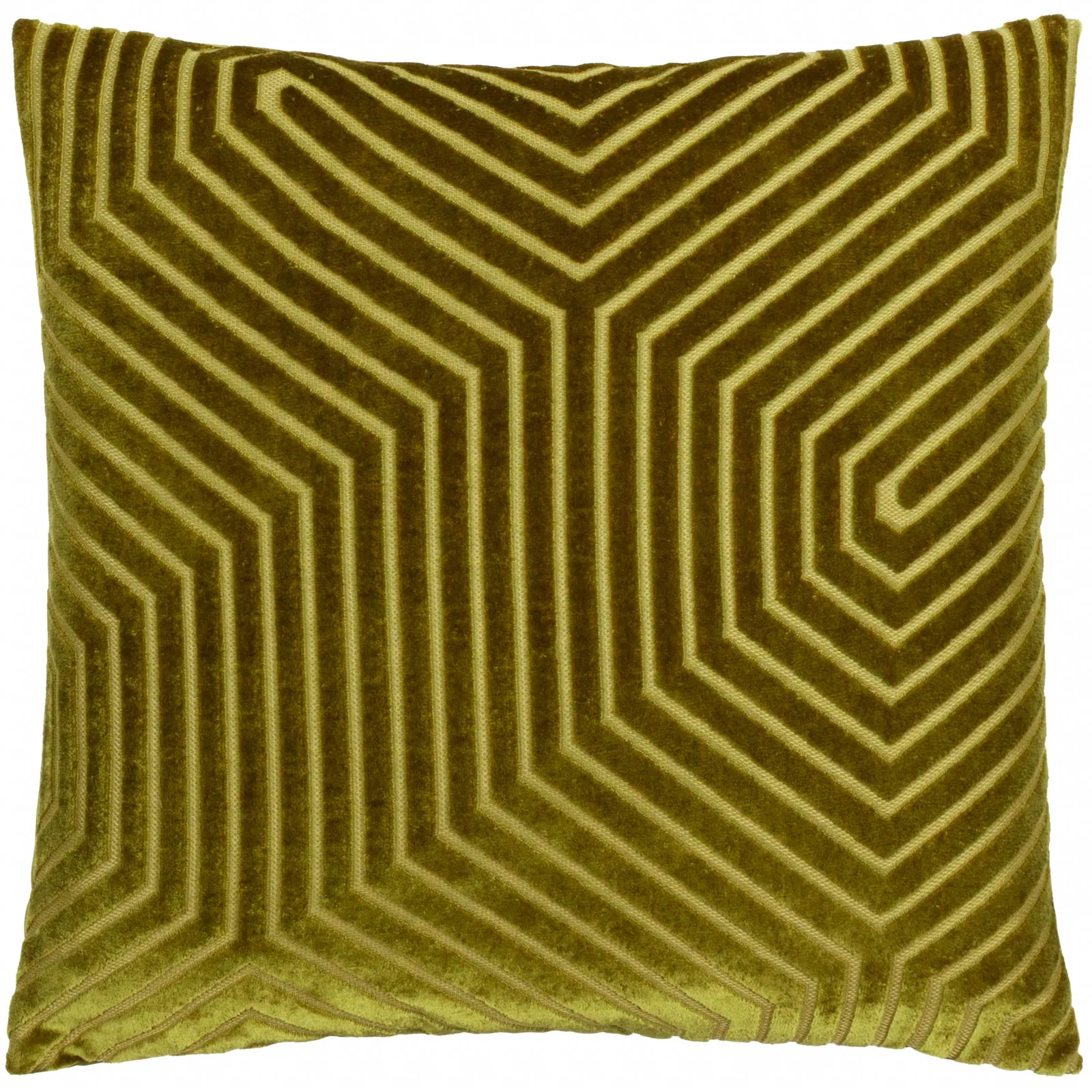 Paoletti Evoke Cut Velvet Cushion in Olive 2