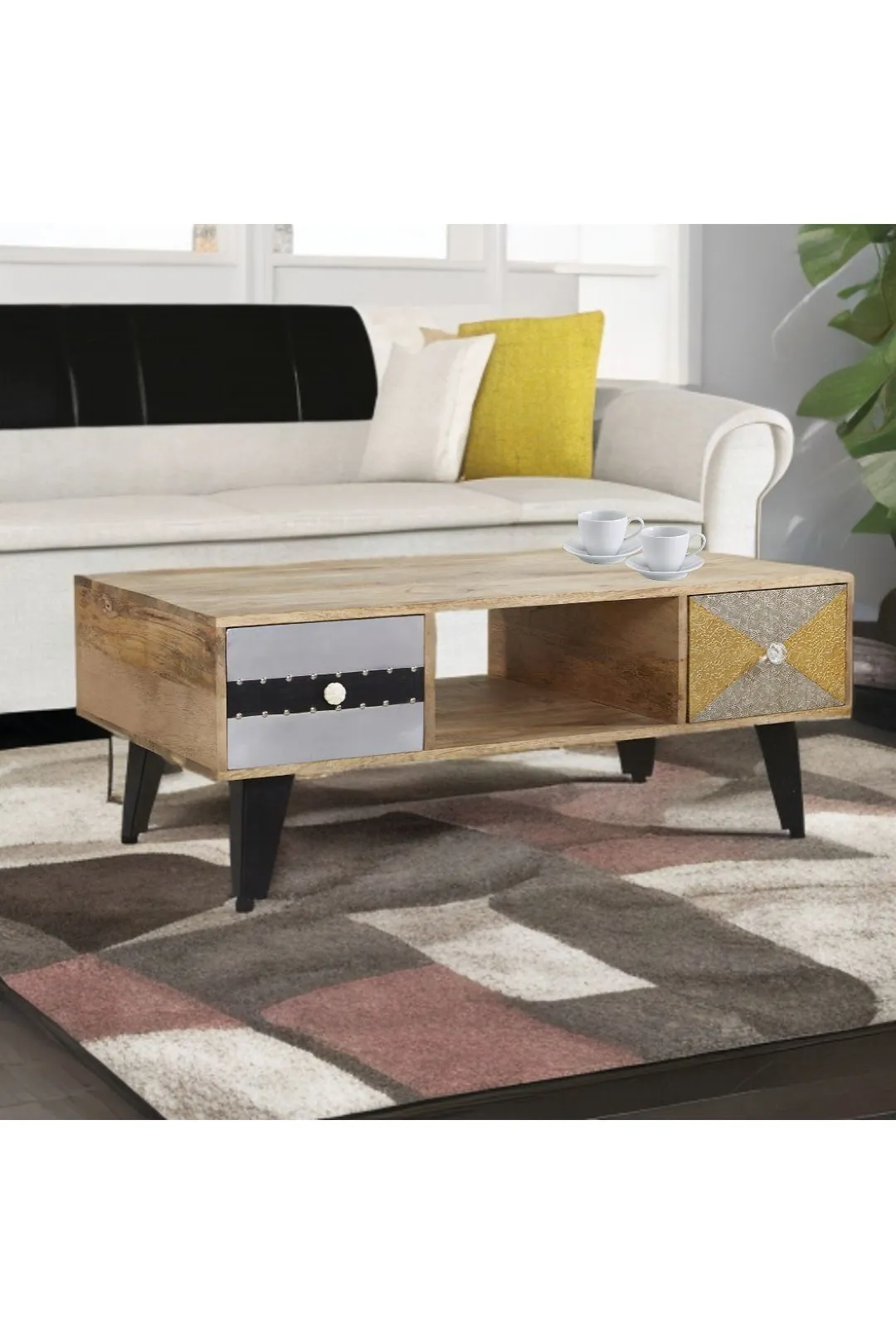 IH Design Celis Limited Edition Wooden Coffee Table with Drawers in Brown 4