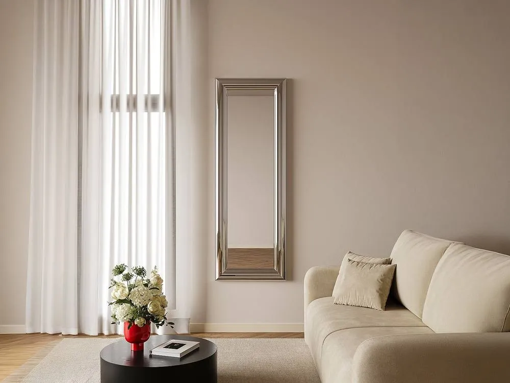Vente-unique Rectangular Metal Wall Mirror - W. 60 X H. 170 Cm - Chrome - BORAYA in Silver