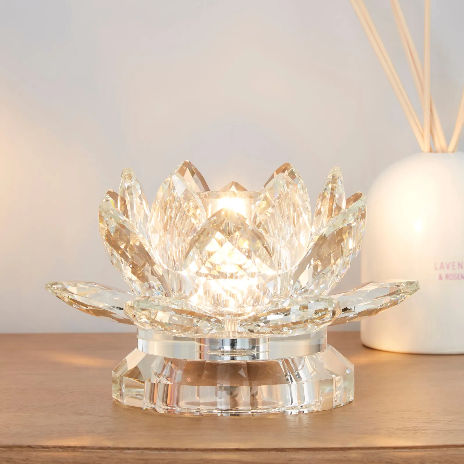 Dorma Cassali Lotus Flower Crystal Table Lamp Clear
