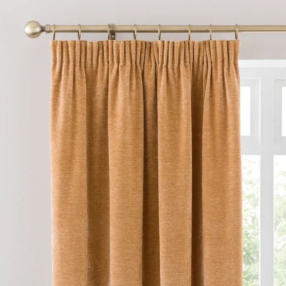 Vintage Chenille Pencil Pleat Curtains 1