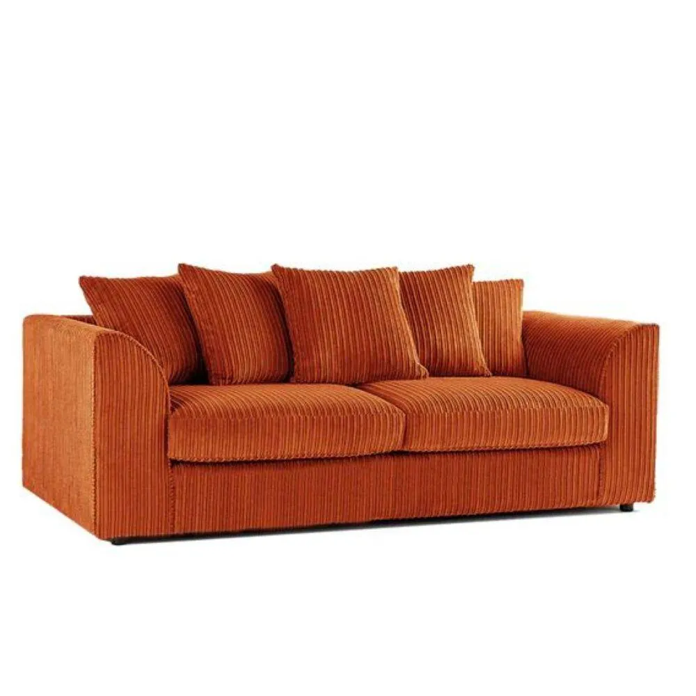 Bliss Furniture 3 Seater Scatter Back Sofa in Orange Jumbo Cord Fabric