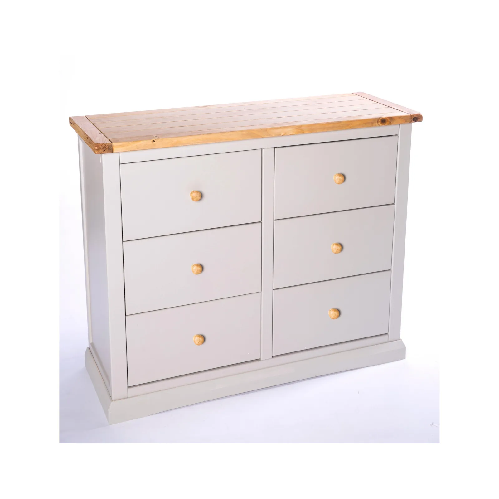 Cabinet Bits Loreo 6 Drawer Chest of Drawers Wood Knob in Light Grey 3