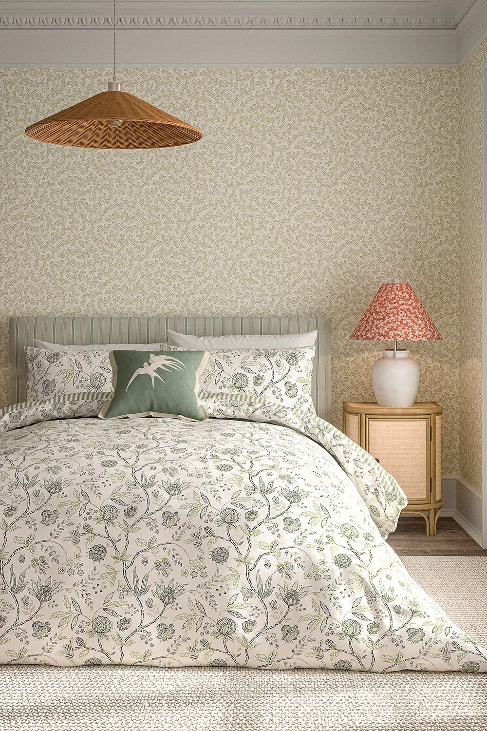 Sanderson 'Solaine' Cotton Duvet Cover Set in Green