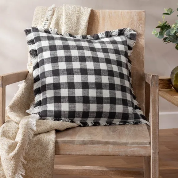 Yard Barton Check Cotton Square Cushion
