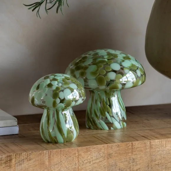 Cedar & Sage Set of 2 Confetti Glass Mushroom Ornaments 1