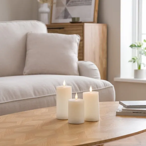 Set of 3 LED Pillar Candles 1