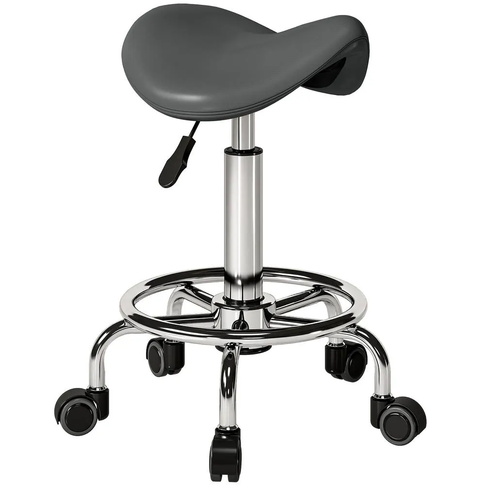 HOMCOM Saddle Chair, Rolling Salon Stool for Massage Spa, Grey 2