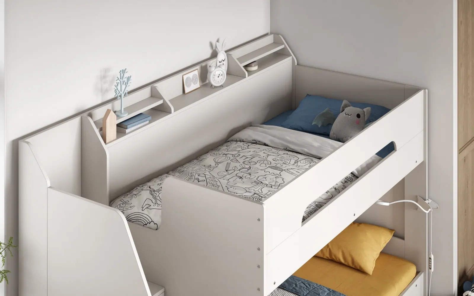 Flair Slick Staircase Bunk Bed with Storage in White 6