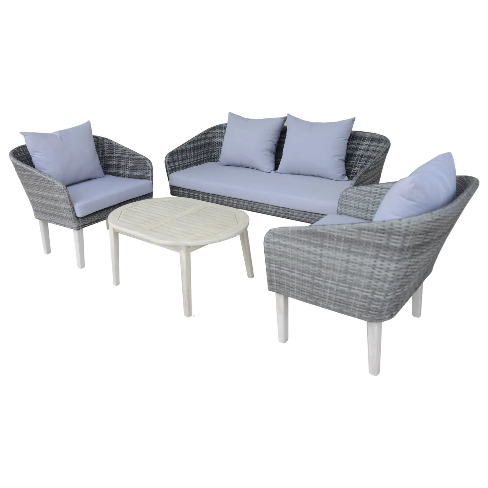 Madrid 4 Seater Acacia Lounge Set Light Grey
