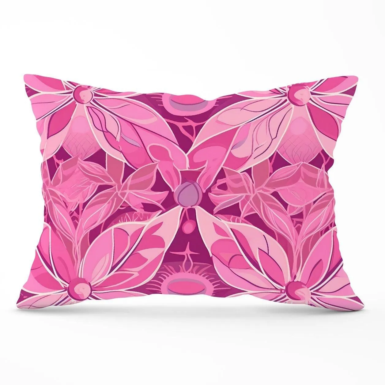 Warren Reed - Designer Pink Abstract Floral Design Cushions