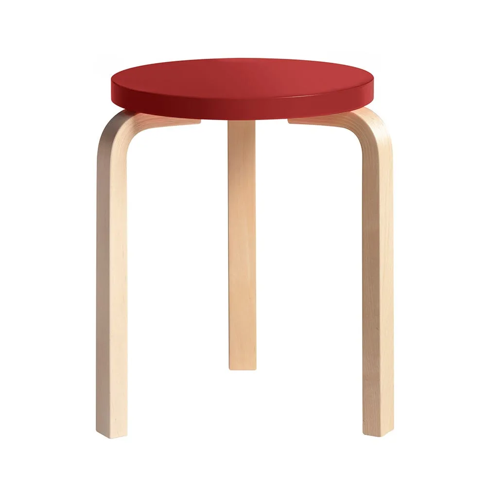 Artek Stool 60 Natural Lacquered Birch Red Lacquered 2