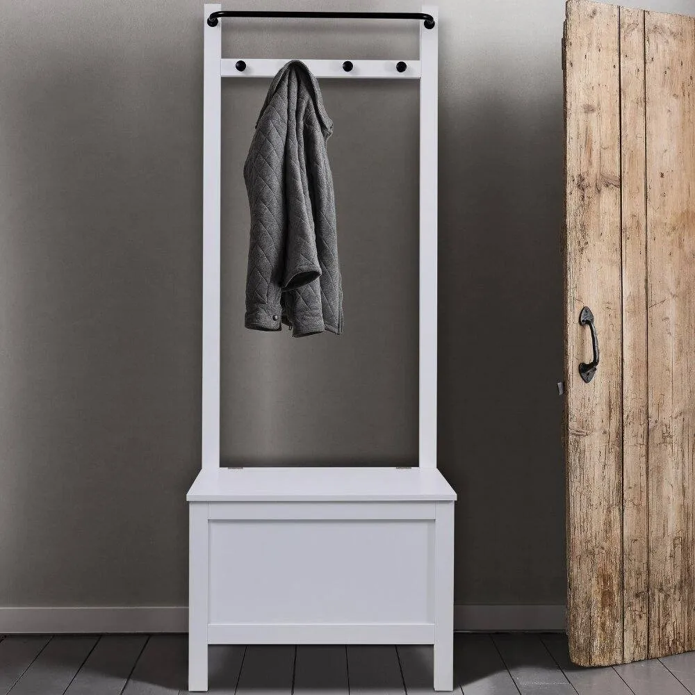Nöa and Nani Karlstad Hallway Bench Shoe Storage and Coat Hook in White 2