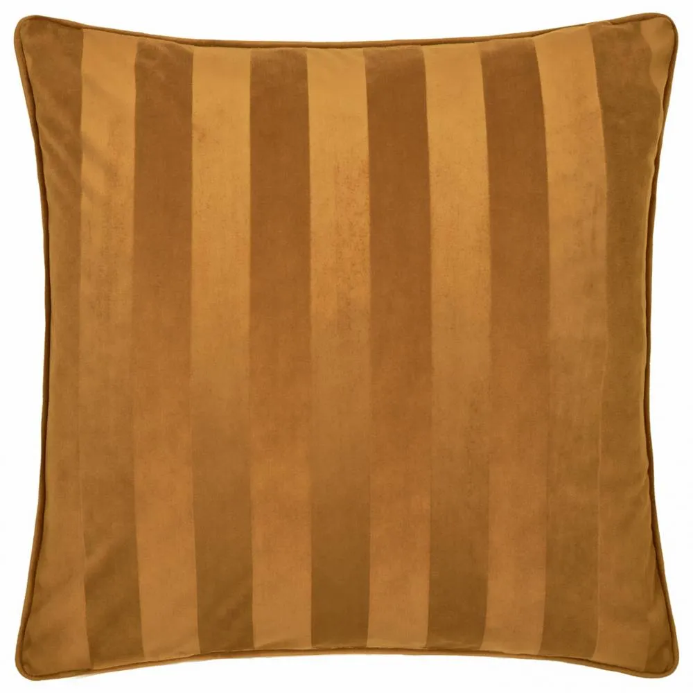 Paoletti Regency Stripe Velvet Cushion in Gold 2