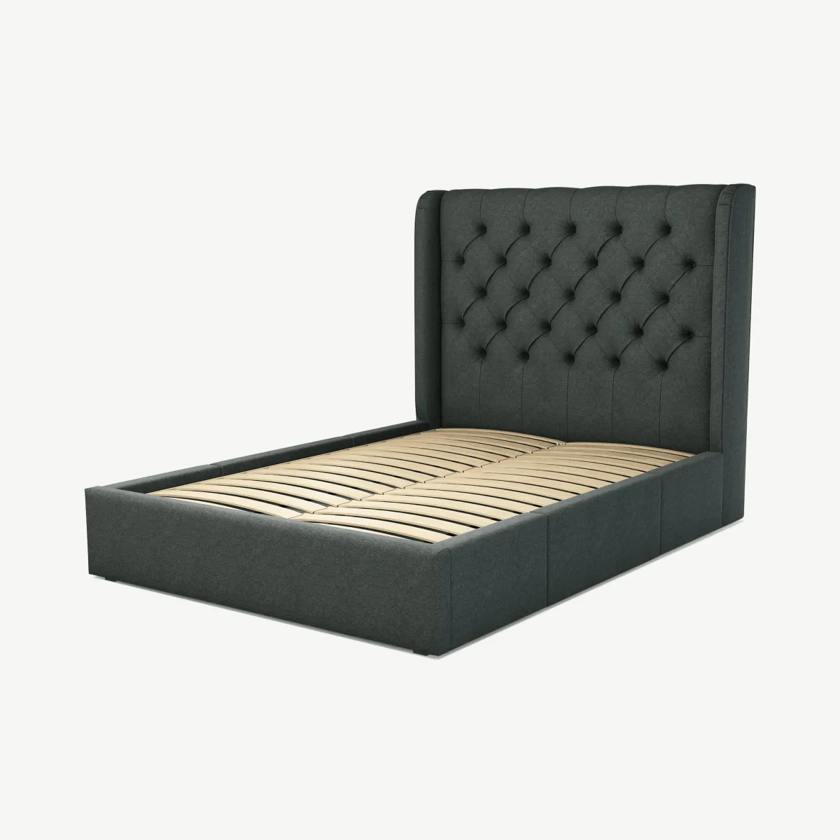 Romare Double Bed with Storage Drawers, Etna Grey Wool
