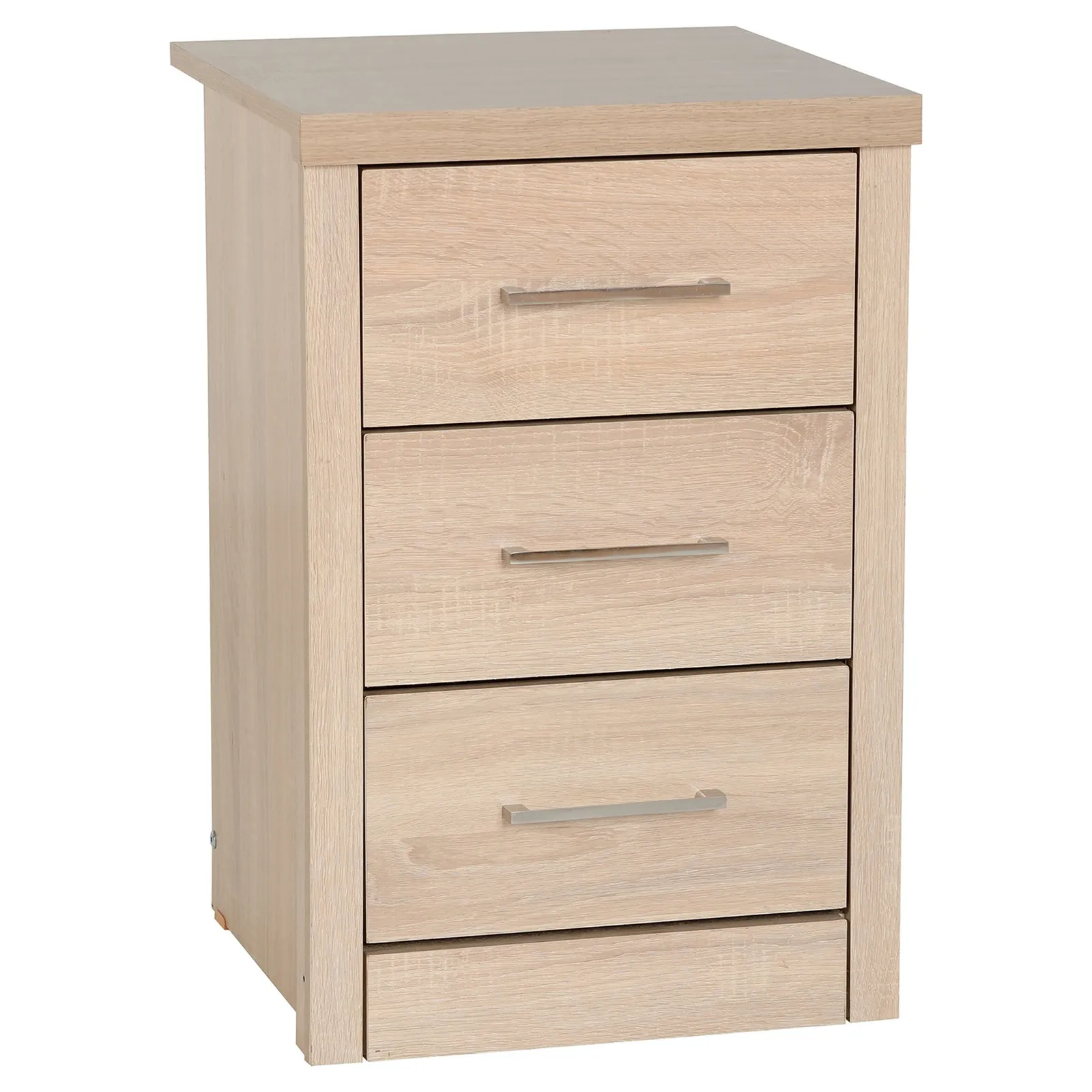 Lennon 3 Drawer Oak Bedside Chest Brown
