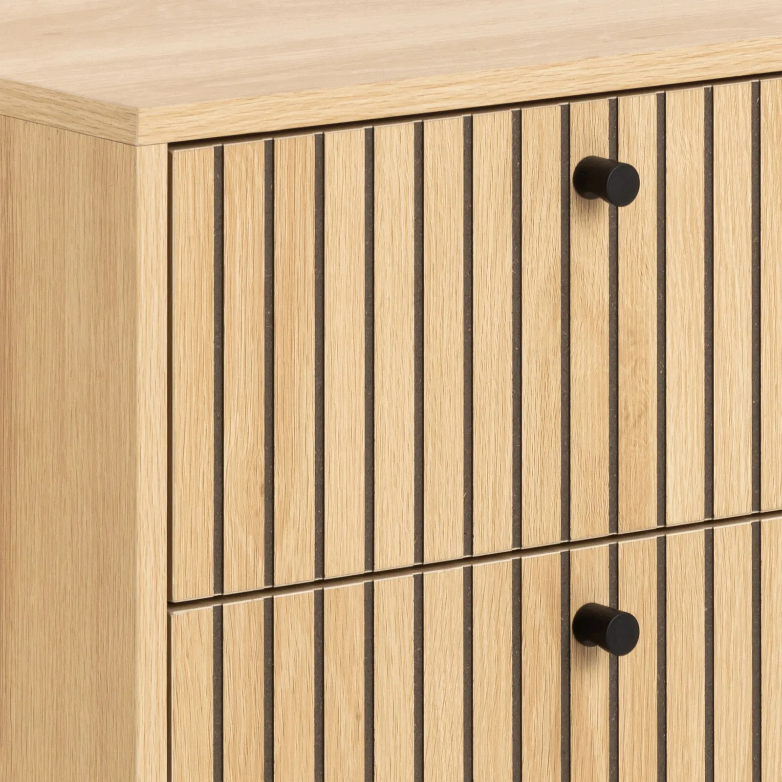 Furniture To Go Albany 2 Drawer Bedside Table in Oak/Black Legs in Brown 6