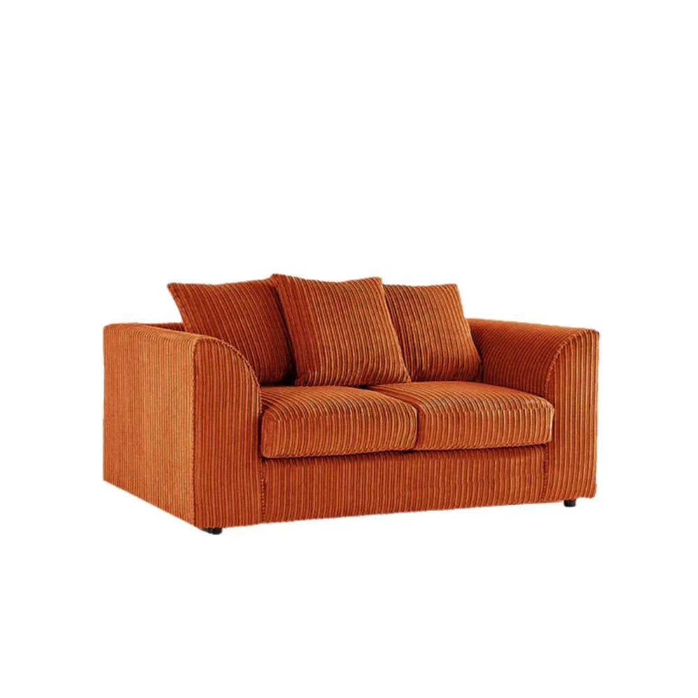 Bliss Furniture 2 Seater Scatter Back Sofa with Soft Cord Fabric in Orange Colour