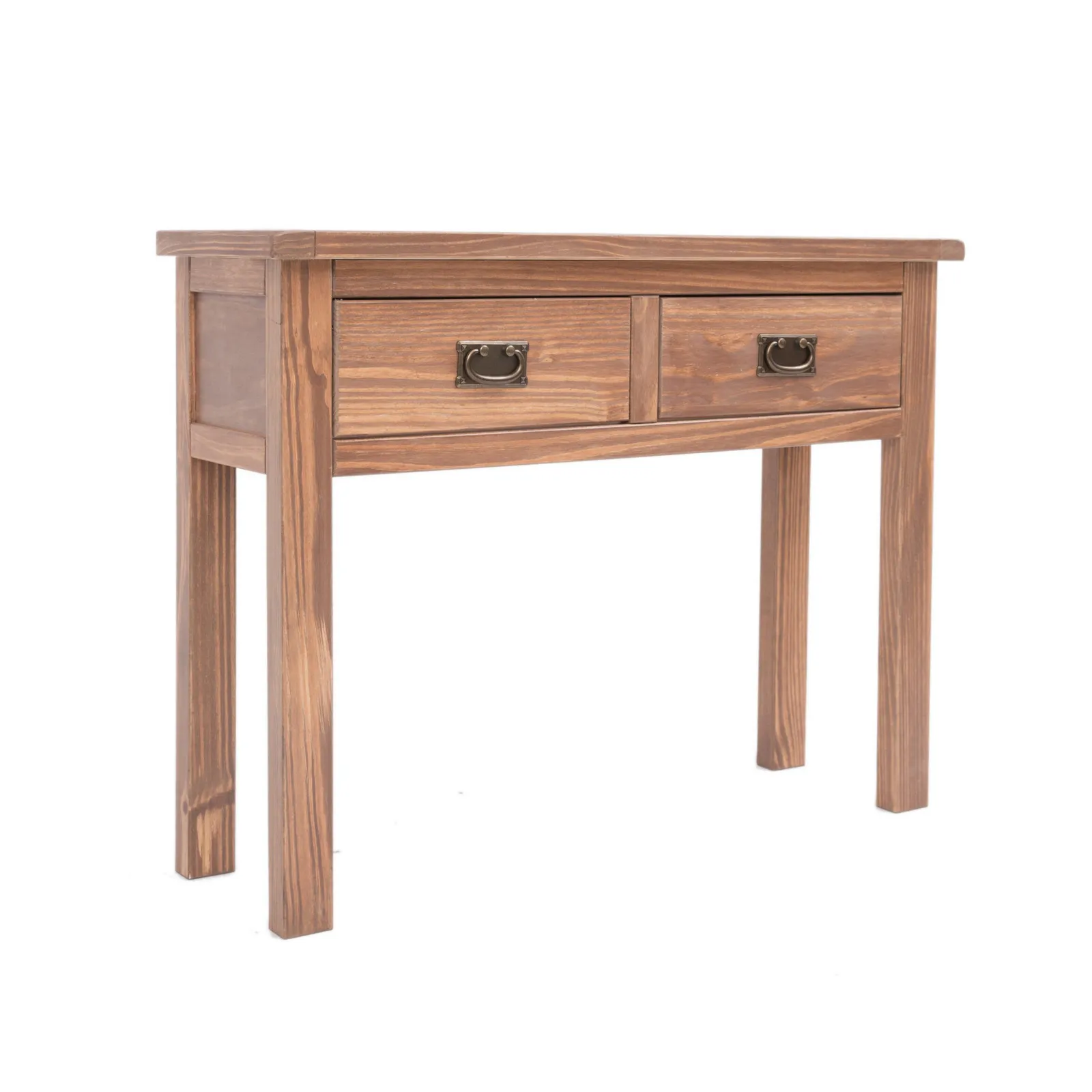 Cabinet Bits Padua Lacquered 2 Drawer Console Table Brass Drop Handle in Light Brown 2