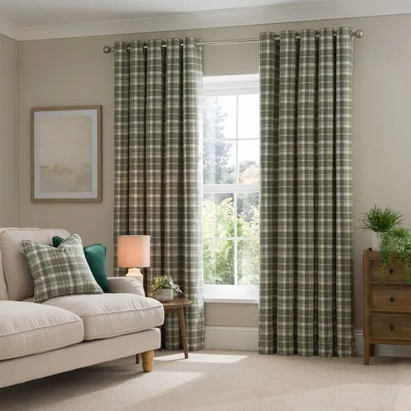 Kenmore Check Eyelet Curtains 2