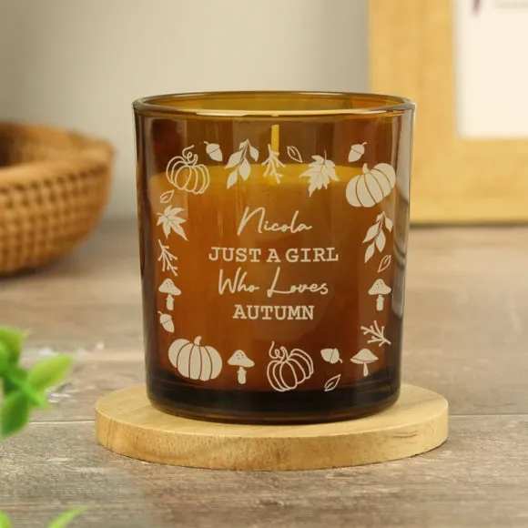Personalised Pumpkin Border Glass Candle