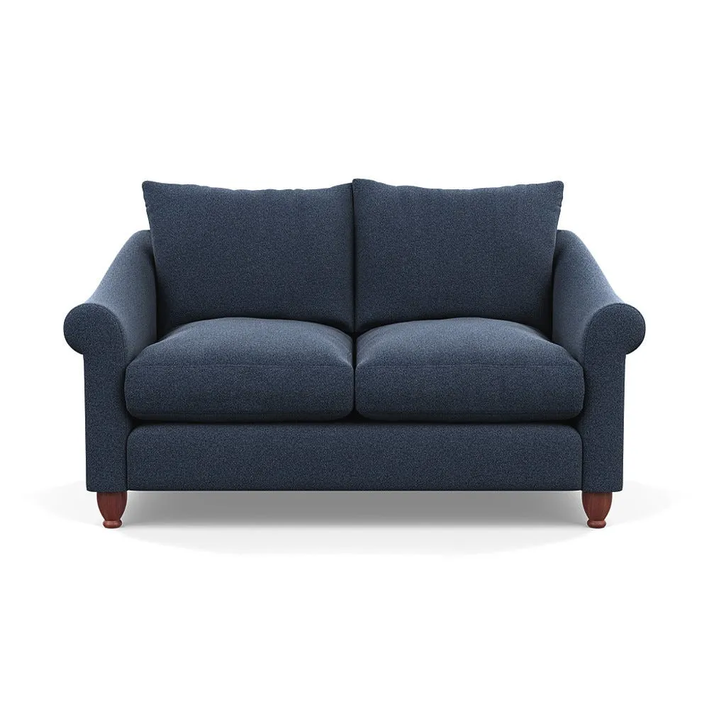 Heal's Devon 2 Seater Sofa Boucle Indigo Walnut Stained Feet