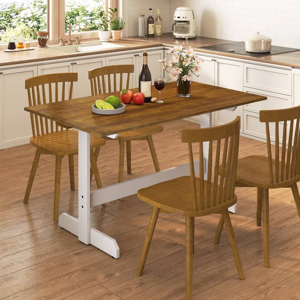 Costway 55 Inch Dining Table for 4-6 People Rectangular Kitchen Table in Brown 6