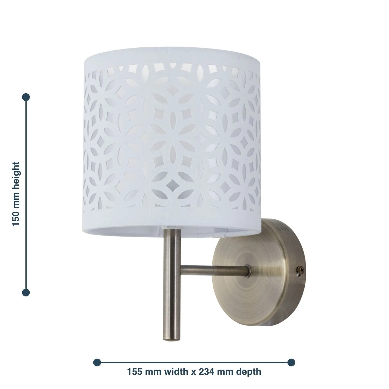 First Choice Lighting Brea - Antique Brass Wall Light with White Cut Out Shade in Gold 5